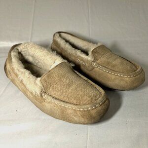 UGG Ansley Brown Slippers Womens 10 Chestnut Sheepskin Fur Lined Moccasin